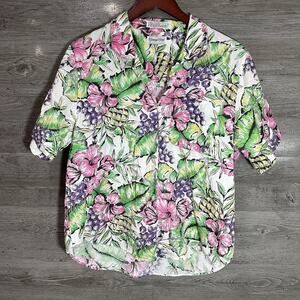 Vintage Clothing - Button Up Polo Green White Stripes - Carriage Court - Medium